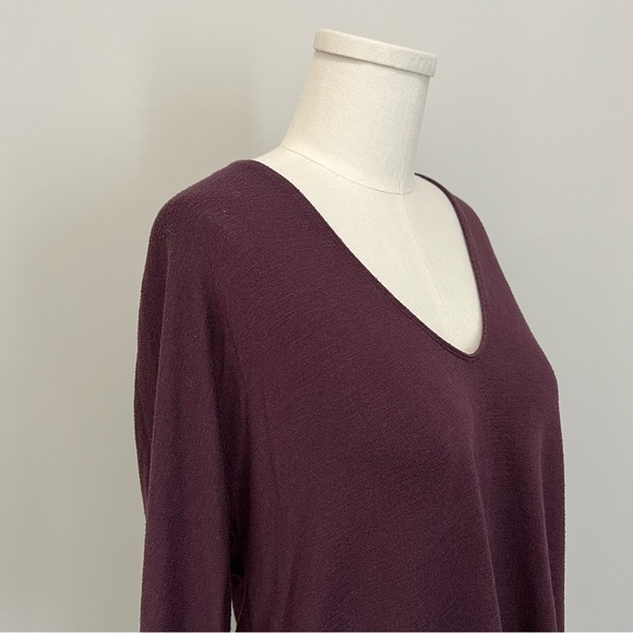 Aritzia Wilfred Free Aneta V-Neck Top  Maroon Burgundy Loose Boxy Fit - Picture 7 of 15
